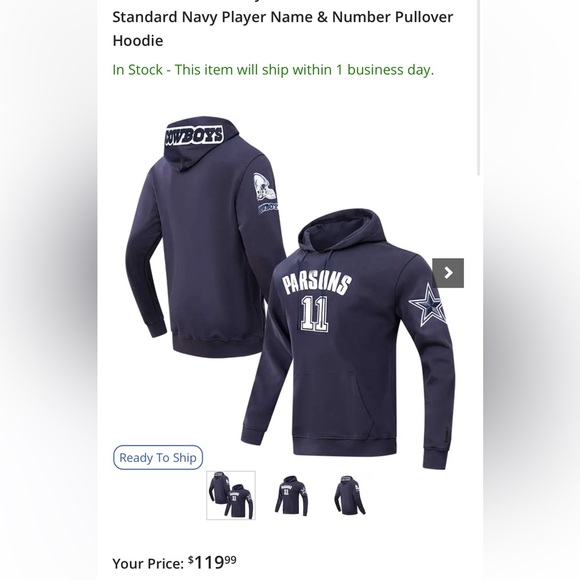 Men's Dallas Cowboys Micah Parsons Pro Standard Navy NWOT - Picture 2 of 6